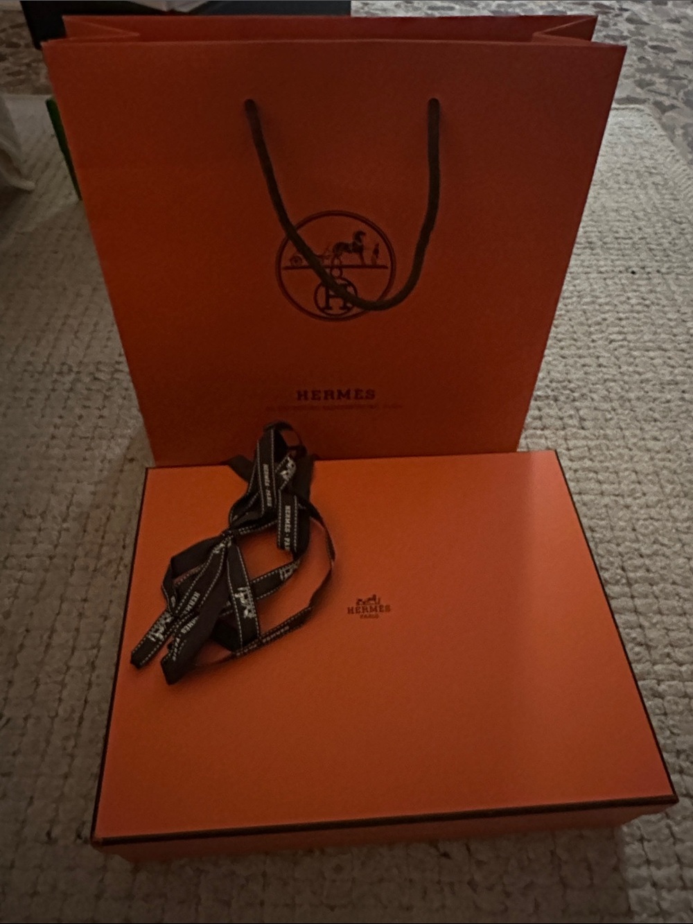 Orange Gift Box with Branded Ribbon - Men Bags Accessory Packaging